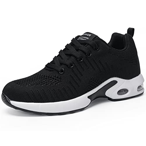 DANNTO Damen Laufschuhe Air Atmungsaktiv Turnschuhe Schnürer Leichte Stoßfest Mode Sportschuhe Outdoor Athletisch Sneaker für Gym Walking Jogging Laufen Basketball Frühling Sommer(Schwarz,37) von DANNTO