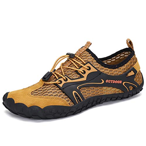 DANNTO Herren Aquaschuhe Wasserschuhe Badeschuhe Kinder Yoga Badeschuhe Strandschuhe Schnell Trocknend Surfschuhe Schwimmschuhe mit rutschfeste Sohlen Neoprenschuhe Barfuß Schuhe (Braun,40) von DANNTO