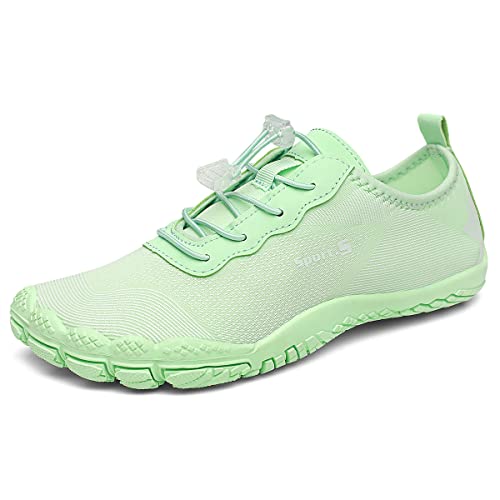 DANNTO Herren Aquaschuhe Wasserschuhe Badeschuhe Kinder Yoga Badeschuhe Strandschuhe Schnell Trocknend Surfschuhe Schwimmschuhe mit rutschfeste Sohlen Neoprenschuhe Barfuß Schuhe (Grün-L,40) von DANNTO