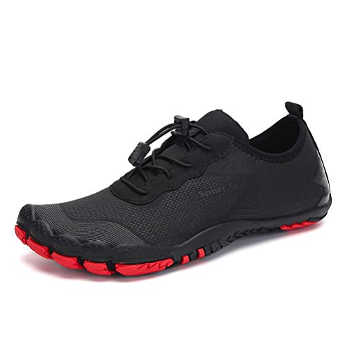 DANNTO Herren Aquaschuhe Wasserschuhe Badeschuhe Kinder Yoga Badeschuhe Strandschuhe Schnell Trocknend Surfschuhe Schwimmschuhe mit rutschfeste Sohlen Neoprenschuhe Barfuß Schuhe Damen(Schwarz-K,38 von DANNTO