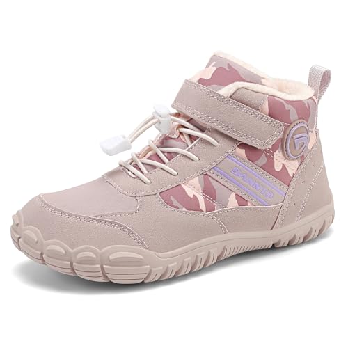 DANNTO Kinder Winterschuhe Winter Barfußschuhe Jungen Mädchen Winterstiefel Warm Gefüttert Schneestiefel(Pink,Gr.38) von DANNTO