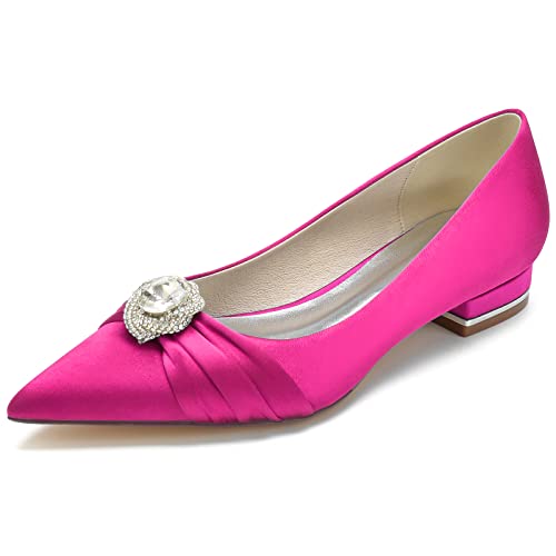 DANOBAB Damen Eleganzschuhe mit Niedrigem Absatz - Flache Pumps mit Spitzzehen & Slip-On-Design, Komfortabel und Festlich, Ideal für Braut,Rose red,39 DANOBAB Damen Eleganzschuhe mit Niedrigem Absatz - Flache Pumps mit Spitzzehen & Slip-On-Design, Komfortabel und Festlich, Ideal für Braut,Rose red,39 von DANOBAB