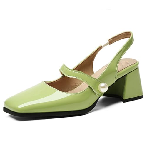 DANOBAB Damen High Heel Pumps für Büro, Arbeit, Festlichkeit, Ball, mit Schnalle, Hochzeits- und Brautschuhe, Absatzschuhe,Grün,32 von DANOBAB