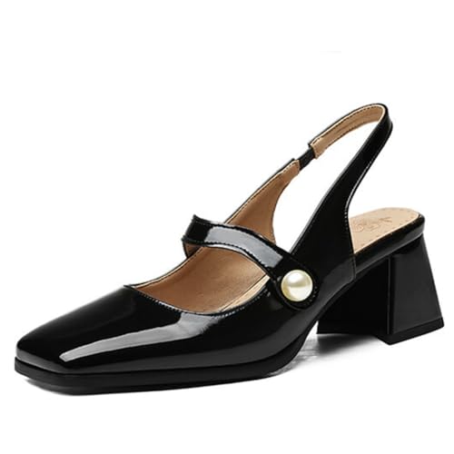DANOBAB Damen High Heel Pumps für Büro, Arbeit, Festlichkeit, Ball, mit Schnalle, Hochzeits- und Brautschuhe, Absatzschuhe,Schwarz,37 von DANOBAB