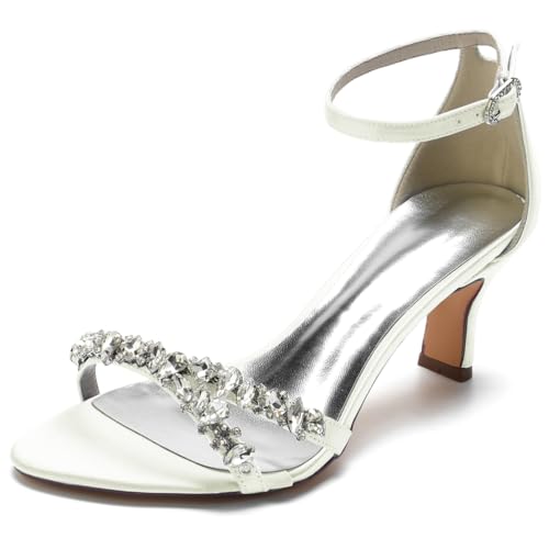 DANOBAB Damen High Heels-Sandalen mit offener Zehe, Strass Verzierung, Knöchelriemen und Schnalle - Elegante Abendschuhe für Hochzeiten & Partys,Elfenbein,42 DANOBAB Damen High Heels-Sandalen mit offener Zehe, Strass Verzierung, Knöchelriemen und Schnalle - Elegante Abendschuhe für Hochzeiten & Partys,Elfenbein,42 von DANOBAB