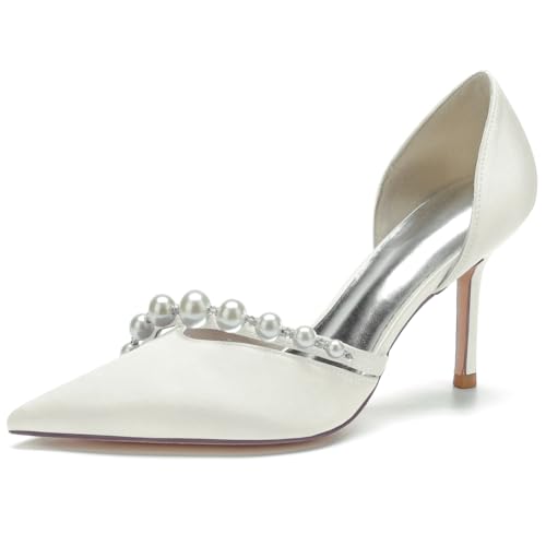 DANOBAB Damen High Heels Spitze Zehe Perlen Pumps mit Absatz Sandalen Stiletto Heels Abend Party Braut Hochzeit Rückenfrei Elegante Schuhe,Elfenbein,40 DANOBAB Damen High Heels Spitze Zehe Perlen Pumps mit Absatz Sandalen Stiletto Heels Abend Party Braut Hochzeit Rückenfrei Elegante Schuhe,Elfenbein,40 von DANOBAB