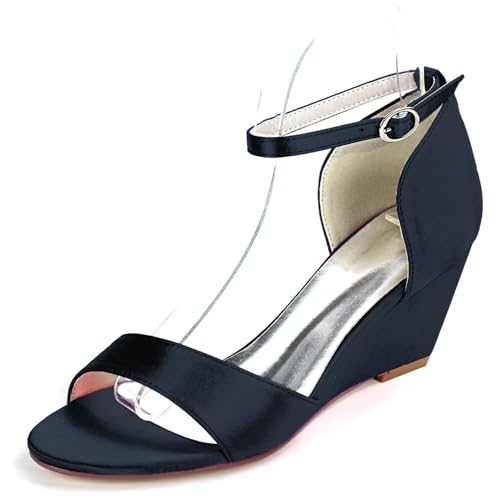 DANOBAB Damen Hochabsatz/Wedge-Absatz Sandalen Runde/Offene Zehe Pump Schuhe, Festliche Hochzeitsmode Schuhe, Geschenke für Damen,Schwarz,41 DANOBAB Damen Hochabsatz/Wedge-Absatz Sandalen Runde/Offene Zehe Pump Schuhe, Festliche Hochzeitsmode Schuhe, Geschenke für Damen,Schwarz,41 von DANOBAB