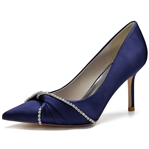 DANOBAB Damen Hochzeitsschuhe Hochhacken Kitten-Hacken, Niedrige Absätze, Geschlossene Spitze, Pumps mit Slip-on-Design, Spitze Zehen für Hochzeitsfeier,Dark Blue,37 DANOBAB Damen Hochzeitsschuhe Hochhacken Kitten-Hacken, Niedrige Absätze, Geschlossene Spitze, Pumps mit Slip-on-Design, Spitze Zehen für Hochzeitsfeier,Dark Blue,37 von DANOBAB