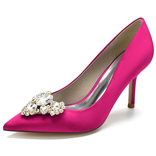 DANOBAB Damen Hochzeitsschuhe Slip-On mit Strasssteinchen, bequemer Hochhacken, Spitzen Satin-Details, Kitten-Absatz, Pumps-Sandalen,Rose red,43 DANOBAB Damen Hochzeitsschuhe Slip-On mit Strasssteinchen, bequemer Hochhacken, Spitzen Satin-Details, Kitten-Absatz, Pumps-Sandalen,Rose red,43 von DANOBAB