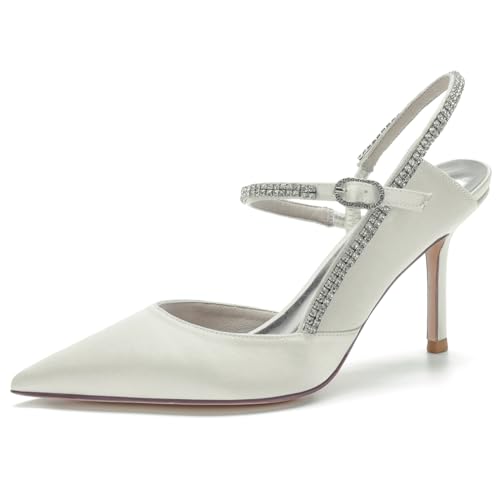 DANOBAB Damen Low Heels Sandalen Spitze Hochzeit Mary Jane Strass High Heel Stiletto Sommer Niedliche Hochzeit Brautschuhe,Elfenbein,36 DANOBAB Damen Low Heels Sandalen Spitze Hochzeit Mary Jane Strass High Heel Stiletto Sommer Niedliche Hochzeit Brautschuhe,Elfenbein,36 von DANOBAB