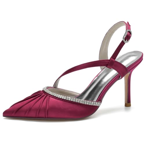DANOBAB Damen Sandalen Kätzchen Heels Mary Jane Strass Pumps Schnalle Knöchelgurt High Heels Für Frauen Hochzeitsfeiern Kleiderschuhe,Wine red,40 DANOBAB Damen Sandalen Kätzchen Heels Mary Jane Strass Pumps Schnalle Knöchelgurt High Heels Für Frauen Hochzeitsfeiern Kleiderschuhe,Wine red,40 von DANOBAB