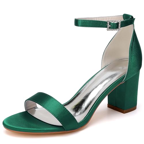 DANOBAB Damen Sandalen mit Chunky Blockabsatz – Schnallenverschluss, Spitzzehe Hochhacken | Braut- & Hochzeitsschuhe für Bräute & Brautjungfern,Dark green,37 DANOBAB Damen Sandalen mit Chunky Blockabsatz – Schnallenverschluss, Spitzzehe Hochhacken | Braut- & Hochzeitsschuhe für Bräute & Brautjungfern,Dark green,37 von DANOBAB