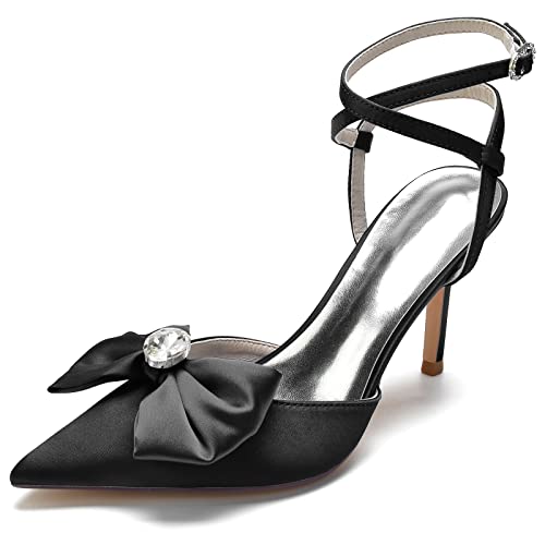 DANOBAB Damen Sandalen mit High Heels & Schnalle, Geschlossene Zehenpartie - Elegante Sommermode für Hochzeit & Abendparty,Schwarz,39 von DANOBAB