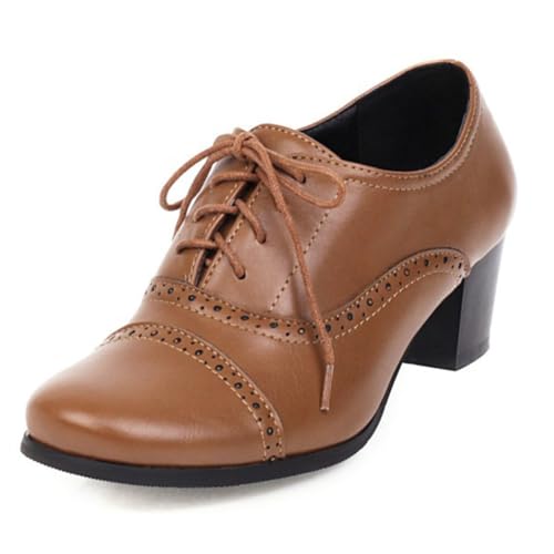 DANOBAB Damen Stiefel mit High Heels, Wasserdicht, Schwarze Damen-Ankle Boots zum Gehen, Schwarze Arbeitsschuhe für Damen aus Leder mit Plateau,Braun,38 DANOBAB Damen Stiefel mit High Heels, Wasserdicht, Schwarze Damen-Ankle Boots zum Gehen, Schwarze Arbeitsschuhe für Damen aus Leder mit Plateau,Braun,38 von DANOBAB