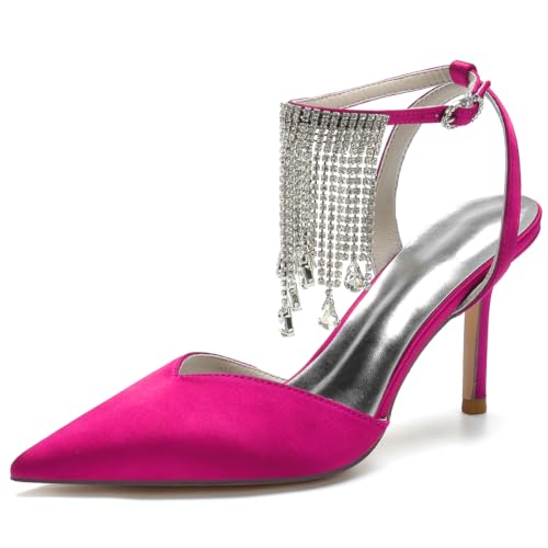 DANOBAB Damen Stiletto High Heel Spitze Zehen Sandalen Schuhe Strass Schnalle Braut Hochzeit Schuhe Ballkleid 8,5 CM Absätze,Wine red,43 DANOBAB Damen Stiletto High Heel Spitze Zehen Sandalen Schuhe Strass Schnalle Braut Hochzeit Schuhe Ballkleid 8,5 CM Absätze,Wine red,43 von DANOBAB