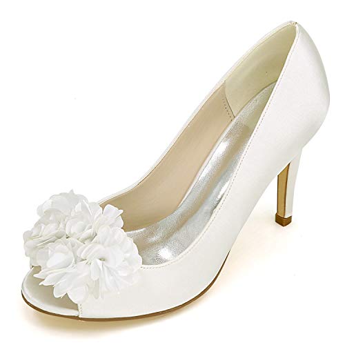 DANOBAB Frauen Geschlossene Zehe Kitten Heels Abschlussball Satin Plattform Elfenbein Hochzeit Brautschuhe Peep Toe Sandalen,Elfenbein,42 DANOBAB Frauen Geschlossene Zehe Kitten Heels Abschlussball Satin Plattform Elfenbein Hochzeit Brautschuhe Peep Toe Sandalen,Elfenbein,42 von DANOBAB