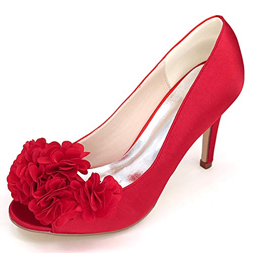 DANOBAB Frauen Geschlossene Zehe Kitten Heels Abschlussball Satin Plattform Elfenbein Hochzeit Brautschuhe Peep Toe Sandalen,Rot,39 DANOBAB Frauen Geschlossene Zehe Kitten Heels Abschlussball Satin Plattform Elfenbein Hochzeit Brautschuhe Peep Toe Sandalen,Rot,39 von DANOBAB