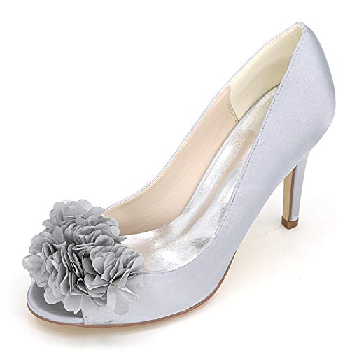 DANOBAB Frauen Geschlossene Zehe Kitten Heels Abschlussball Satin Plattform Elfenbein Hochzeit Brautschuhe Peep Toe Sandalen,Silber,38 DANOBAB Frauen Geschlossene Zehe Kitten Heels Abschlussball Satin Plattform Elfenbein Hochzeit Brautschuhe Peep Toe Sandalen,Silber,38 von DANOBAB