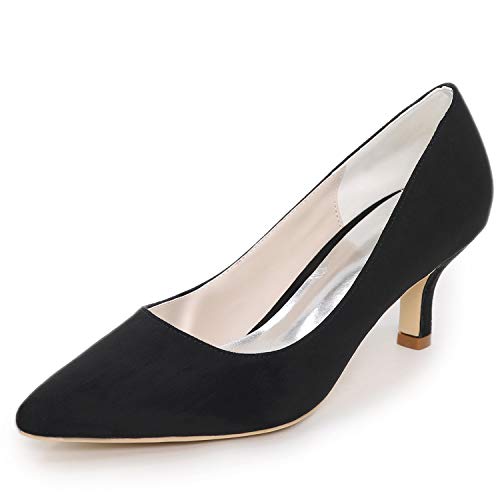 DANOBAB Frauen Hochzeit Brautschuhe High Heels Raum Satin Größe Slip On Abend /6Cm Absatz,Schwarz,37 DANOBAB Frauen Hochzeit Brautschuhe High Heels Raum Satin Größe Slip On Abend /6Cm Absatz,Schwarz,37 von DANOBAB