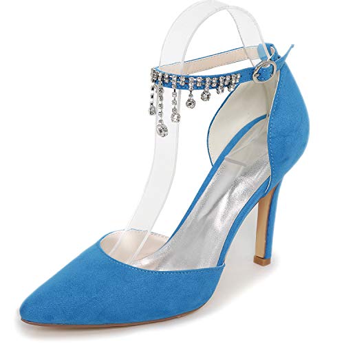 DANOBAB Frauen Hochzeitsschuhe Schnallen Braut Elfenbein Frosted Pumps Super Qulity High Heels Strasssteine/Spitze Spitze,Blau,35 DANOBAB Frauen Hochzeitsschuhe Schnallen Braut Elfenbein Frosted Pumps Super Qulity High Heels Strasssteine/Spitze Spitze,Blau,35 von DANOBAB