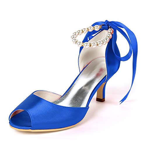 DANOBAB Frauen Low Heel Hochzeitsschuhe, Perle Peep Toe Elfenbein Kätzchen High Heels Abendkleid Blume /6Cm Absatz,Blau,38 DANOBAB Frauen Low Heel Hochzeitsschuhe, Perle Peep Toe Elfenbein Kätzchen High Heels Abendkleid Blume /6Cm Absatz,Blau,38 von DANOBAB