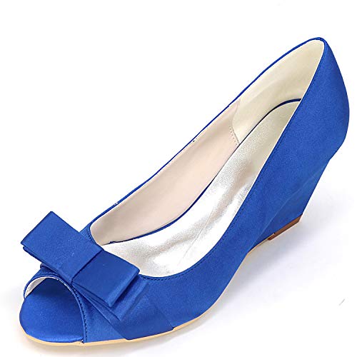 DANOBAB Frauen Satin Hochzeit Braut Schuhe Peep Toe Low Heels Plateau Herbst Court Schuhe High Heels Pumps/6,5cm Absatz,Blau,41 DANOBAB Frauen Satin Hochzeit Braut Schuhe Peep Toe Low Heels Plateau Herbst Court Schuhe High Heels Pumps/6,5cm Absatz,Blau,41 von DANOBAB