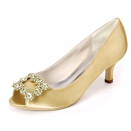 DANOBAB Frauen Satin Low Slip On Hochzeitsschuhe Kitten Heels Damen Braut Abend Brautjungfer Elfenbein Court Schuhe &6CM Absatz,Gold,37 DANOBAB Frauen Satin Low Slip On Hochzeitsschuhe Kitten Heels Damen Braut Abend Brautjungfer Elfenbein Court Schuhe &6CM Absatz,Gold,37 von DANOBAB