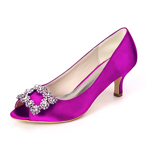 DANOBAB Frauen Satin Low Slip On Hochzeitsschuhe Kitten Heels Damen Braut Abend Brautjungfer Elfenbein Court Schuhe &6CM Absatz,Lila,42 DANOBAB Frauen Satin Low Slip On Hochzeitsschuhe Kitten Heels Damen Braut Abend Brautjungfer Elfenbein Court Schuhe &6CM Absatz,Lila,42 von DANOBAB