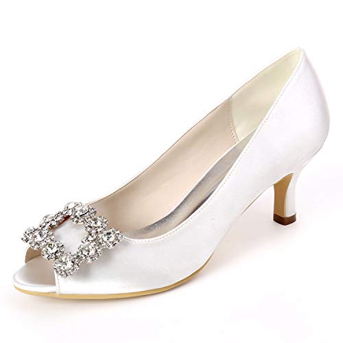 DANOBAB Frauen Satin Low Slip On Hochzeitsschuhe Kitten Heels Damen Braut Abend Brautjungfer Elfenbein Court Schuhe &6CM Absatz,Weiß,42 DANOBAB Frauen Satin Low Slip On Hochzeitsschuhe Kitten Heels Damen Braut Abend Brautjungfer Elfenbein Court Schuhe &6CM Absatz,Weiß,42 von DANOBAB