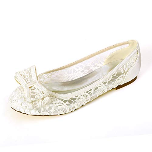 DANOBAB Frauen Slip On Hochzeit Spitze Schuhe Geschlossene Zehe Damen Flache Schuhe Braut Elfenbein Mode Chunky & 1CM Absatz,Elfenbein,37 DANOBAB Frauen Slip On Hochzeit Spitze Schuhe Geschlossene Zehe Damen Flache Schuhe Braut Elfenbein Mode Chunky & 1CM Absatz,Elfenbein,37 von DANOBAB