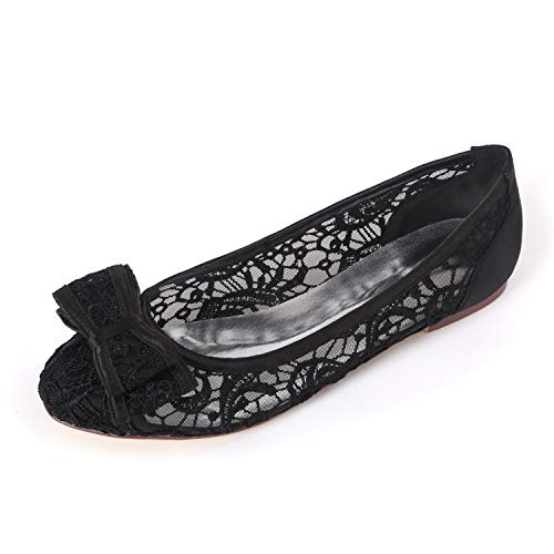 DANOBAB Frauen Slip On Hochzeit Spitze Schuhe Geschlossene Zehe Damen Flache Schuhe Braut Elfenbein Mode Chunky & 1CM Absatz,Schwarz,39 DANOBAB Frauen Slip On Hochzeit Spitze Schuhe Geschlossene Zehe Damen Flache Schuhe Braut Elfenbein Mode Chunky & 1CM Absatz,Schwarz,39 von DANOBAB