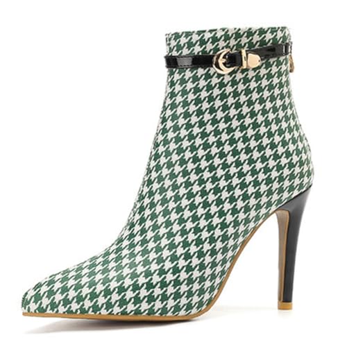 DANOBAB Frauen Stiefel, wasserdicht - Damen Wanderstiefel, Stiefel mit Spitzzehe, High Heels, Seitenreißverschluss für Arbeitszwecke, Damen,Grün,37 von DANOBAB