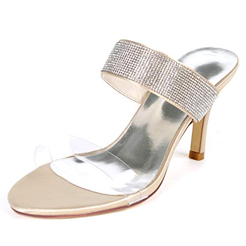 DANOBAB Frauen Strass Brautschuhe Peep Toe Sandalen Funkelnde Pumps Damen Herbst Brautjungfern/8,5cm Absatz,Champagne,37 DANOBAB Frauen Strass Brautschuhe Peep Toe Sandalen Funkelnde Pumps Damen Herbst Brautjungfern/8,5cm Absatz,Champagne,37 von DANOBAB