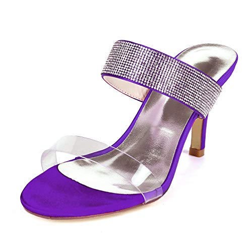 DANOBAB Frauen Strass Brautschuhe Peep Toe Sandalen Funkelnde Pumps Damen Herbst Brautjungfern/8,5cm Absatz,Dark Purple,40 DANOBAB Frauen Strass Brautschuhe Peep Toe Sandalen Funkelnde Pumps Damen Herbst Brautjungfern/8,5cm Absatz,Dark Purple,40 von DANOBAB