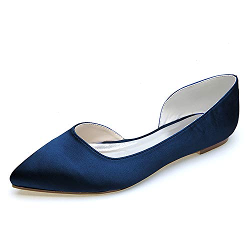 DANOBAB Hochzeitsschuhe für Frauen, Flach Satin Herbst Chunky YT-45 Elfenbein Braut Geschlossene Zehe Moderner Abend/0,6 cm Absatz,Dark Blue,38 DANOBAB Hochzeitsschuhe für Frauen, Flach Satin Herbst Chunky YT-45 Elfenbein Braut Geschlossene Zehe Moderner Abend/0,6 cm Absatz,Dark Blue,38 von DANOBAB