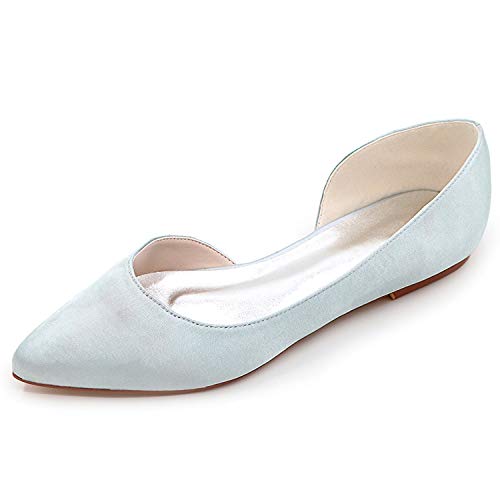 DANOBAB Hochzeitsschuhe für Frauen, Flach Satin Herbst Chunky YT-45 Elfenbein Braut Geschlossene Zehe Moderner Abend/0,6 cm Absatz,Silber,42 DANOBAB Hochzeitsschuhe für Frauen, Flach Satin Herbst Chunky YT-45 Elfenbein Braut Geschlossene Zehe Moderner Abend/0,6 cm Absatz,Silber,42 von DANOBAB