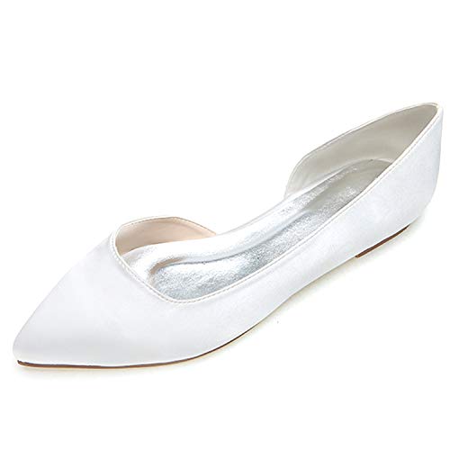DANOBAB Hochzeitsschuhe für Frauen, Flach Satin Herbst Chunky YT-45 Elfenbein Braut Geschlossene Zehe Moderner Abend/0,6 cm Absatz,Weiß,38 DANOBAB Hochzeitsschuhe für Frauen, Flach Satin Herbst Chunky YT-45 Elfenbein Braut Geschlossene Zehe Moderner Abend/0,6 cm Absatz,Weiß,38 von DANOBAB