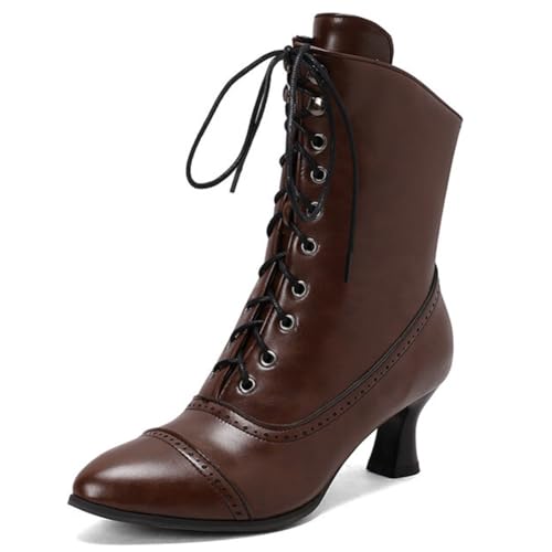 DANOBAB Stiefel für Frauen, Wasserdichte Damen Wanderstiefel im Knöchelhoch-Design, arbeitsstiefel mit seitlichem Reißverschluss, Schwarze Damen,Braun,39 von DANOBAB
