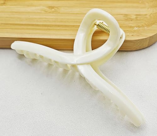 4 Stück Damen Mädchen Haarspange Beige Große Klaue Clip Pferdeschwanz Haarspange Mode Haarschmuck Geschenk (11,9 cm) von DANRENPANG