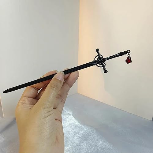 DANRENPANG 1 Packung Chinesische Schwertquaste Haarschmuck Sticks für Frauen Brötchen mit Haarsteinen Schwert von DANRENPANG
