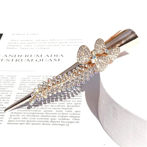 DANRENPANG Damen Elegant und Luxuriös Strass Pferdeschwanz Entenschnabel Clip Schmetterling Haarspange Kopfbedeckung Mode Haarschmuck (Weiß) von DANRENPANG