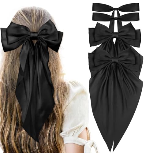 DANRENPANG Schwarze Schleife Haarspangen, 2 große und 2 kleine Schleife Haarspangen, Mode Sommer Haarschmuck für Mädchen von DANRENPANG