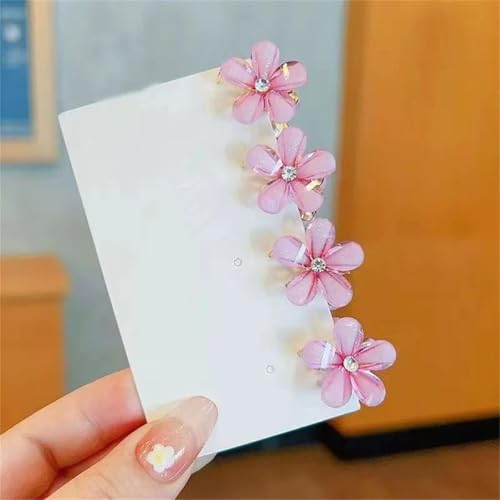 Danrenpang Kleine Mini-Kristall-Klauenclips mit Blumen-Design, süßer künstlicher Pony, dekorativer Haarschmuck für Frauen und Mädchen (4 Stück, lila) von DANRENPANG