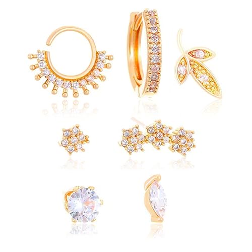 Kleine Ohrstecker-Creolen für Damen, hypoallergen, 14 Karat vergoldet, Huggie CZ-Ohrring-Sets für mehrere Piercings, zierliche Ohrringstapel, niedlicher Silberknorpelschmuck, trendige Geschenke Kleine Ohrstecker-Creolen für Damen, hypoallergen, 14 Karat vergoldet, Huggie CZ-Ohrring-Sets für mehrere Piercings, zierliche Ohrringstapel, niedlicher Silberknorpelschmuck, trendige Geschenke von DANRENPANG