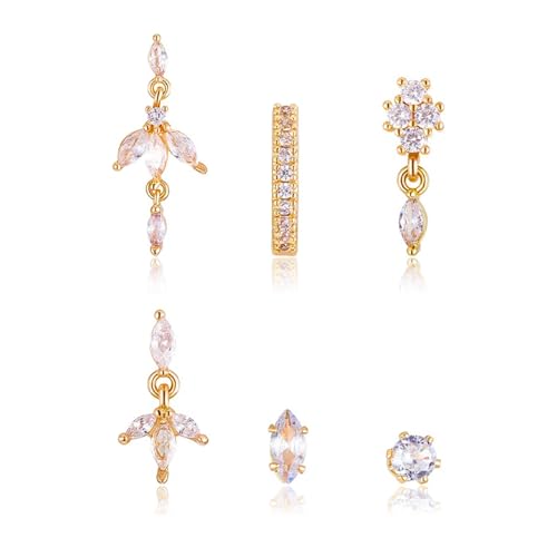 Kleine Ohrstecker-Creolen für Damen, hypoallergen, 14 Karat vergoldet, Huggie CZ-Ohrring-Sets für mehrere Piercings, zierliche Ohrringstapel, niedlicher Silberknorpelschmuck, trendige Geschenke Kleine Ohrstecker-Creolen für Damen, hypoallergen, 14 Karat vergoldet, Huggie CZ-Ohrring-Sets für mehrere Piercings, zierliche Ohrringstapel, niedlicher Silberknorpelschmuck, trendige Geschenke von DANRENPANG