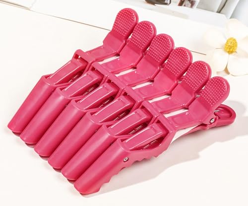 Modische Haarspangen für Damen, praktisches Entenschnabel-Design aus Kunststoff, hält das Haar an Ort und Stelle, geeignet für jeden Anlass, Rot, 6 Stück von DANRENPANG