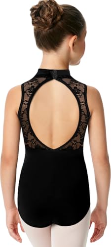 DANSHOW Ballett-Trikot aus Spitze für Mädchen Rollkragen-Trikot für Mädchen zum TanzenTrikot mit Hohlrücken(23627-06-XXL) von DANSHOW