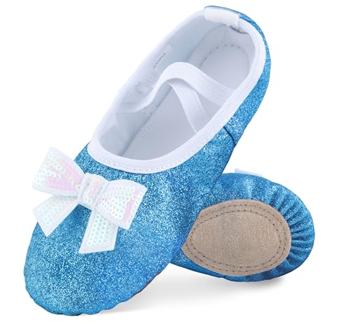 DANSHOW Ballettschuhe für Mädchen Geteilte Sohle Glitzer-Flats Tanzschuhe Ballettschläppchen für Kinder(WX55-01-25) von DANSHOW