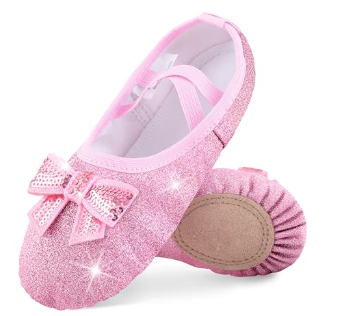 DANSHOW Ballettschuhe für Mädchen Geteilte Sohle Glitzer-Flats Tanzschuhe Ballettschläppchen für Kinder(WX55-08-23) von DANSHOW