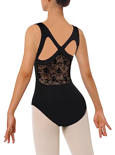 DANSHOW Frauen Spitze Trikot für Tanz Ballett Tank Crisscross Rücken, Ballerina Gymnastik Tanzbekleidung(7202-06-S) von DANSHOW